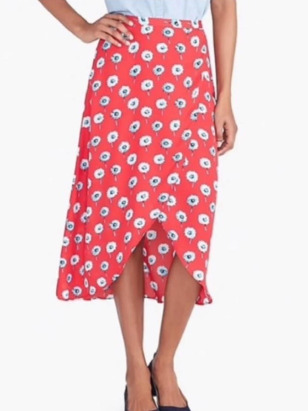 J Crew Floral Dandelion Faux Wrap Midi Skirt sz L/XL
